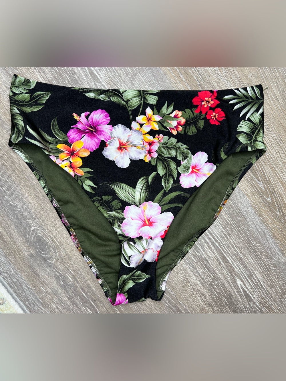 Brand New-Bar III Floral-Print High-Waist Swim Bottoms